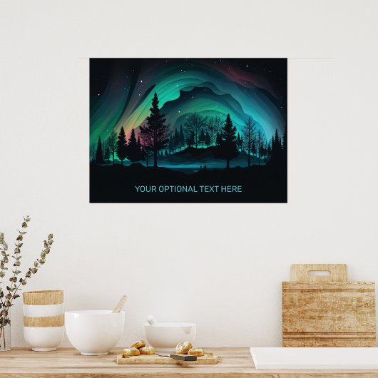 Aangepaste tekst Aurora Borealis illustratie Poster (Keuken)
