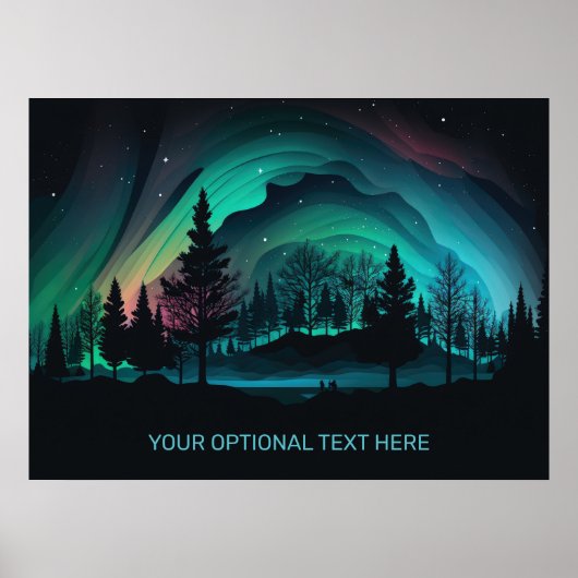 Aangepaste tekst Aurora Borealis illustratie Poster (Voorkant)