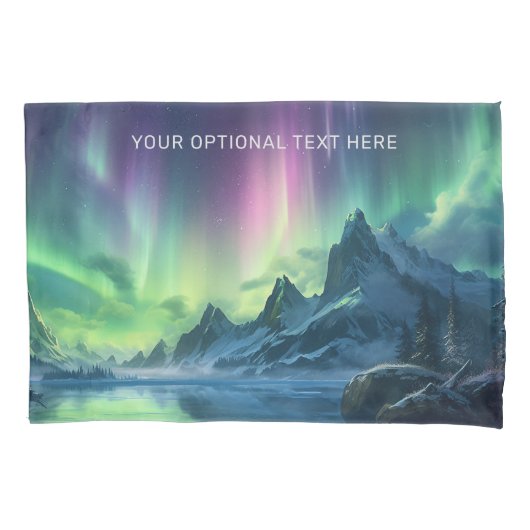 Aangepaste tekst Aurora Borealis Kussensloop (Voorkant)