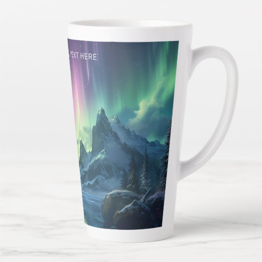 Aangepaste tekst Aurora Borealis Latte Mok (Rechts)