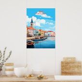 Aangepaste tekst Aveiro Portugal Poster (Keuken)