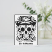 Aangepaste tekst 💀 B/W (kleur je eigen) Día de Mu Briefkaart (Staand voorkant)