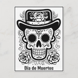 Aangepaste tekst 💀 B/W (kleur je eigen) Día de Mu Briefkaart