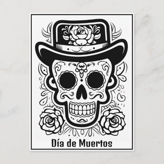 Aangepaste tekst 💀 B/W (kleur je eigen) Día de Mu Briefkaart (Voorkant)