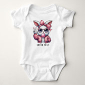 Aangepaste tekst Baby Girl Bunny Blowing Bubble Romper (Voorkant)