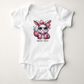 Aangepaste tekst Baby Girl Bunny Blowing Bubble Romper