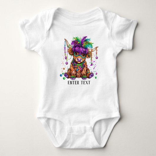 Aangepaste tekst Baby Girl Schattige Mardi Gras Hi Romper (Voorkant)