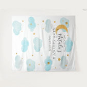 Aangepaste tekst Baby shower Moon & Stars Wandkleed (Voorkant (horizontaal))