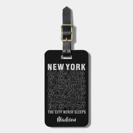Aangepaste tekst bagagelabel New York Typografie (Voorkant verticaal)