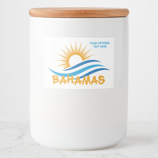 Aangepaste tekst Bahama's Voedselcontainer Etiket (Voorkant)