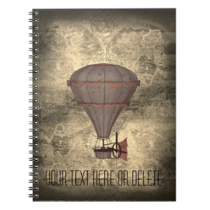 Aangepaste tekst  ballon Steampunk Sepia Tone Notitieboek