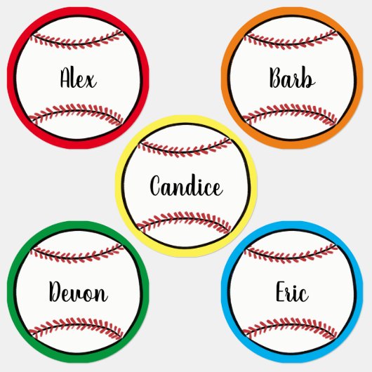 Aangepaste tekst Baseball Illustratie modern scrip Labels (Groep)