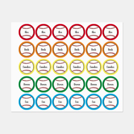 Aangepaste tekst Baseball Illustratie modern scrip Labels (Vel)