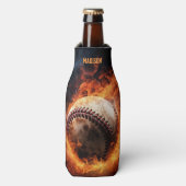 Aangepaste tekst Baseball on Fire Flesjeskoeler (Fles Voorkant)