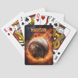 Aangepaste tekst Baseball on Fire Pokerkaarten