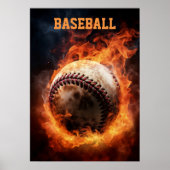 Aangepaste tekst Baseball on Fire Poster (Voorkant)