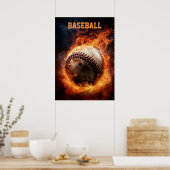 Aangepaste tekst Baseball on Fire Poster (Keuken)