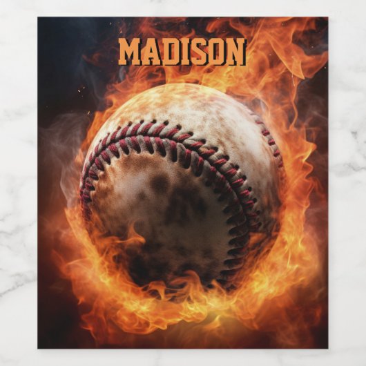 Aangepaste tekst Baseball on Fire Wijn Etiket (Enkel label)