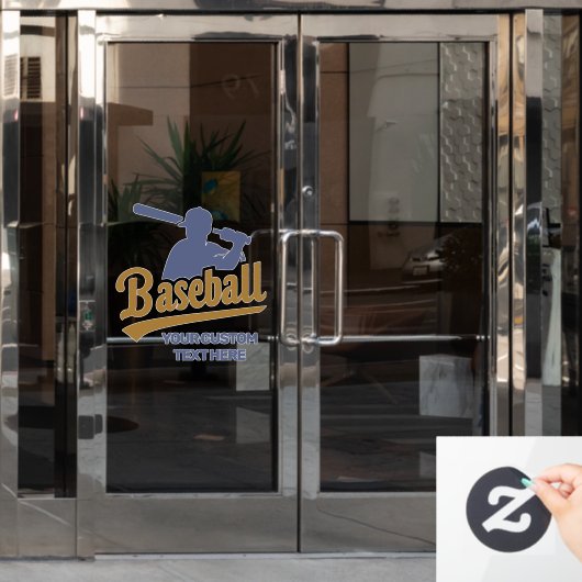 Aangepaste tekst Baseball Player Raamsticker (Kantoordeur)