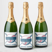 Aangepaste tekst Baseball Sparkling Wijnetiket (Flessen)