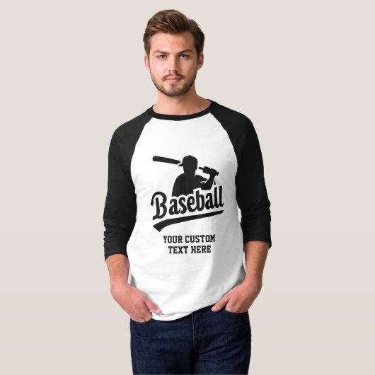 Aangepaste tekst Baseball T-shirt (Voorkant volledig)