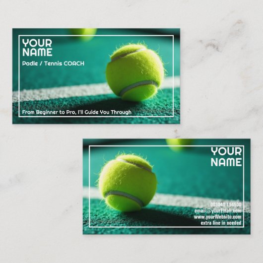 Aangepaste tekst, Baseline Boost Padel- of Tennisc Visitekaartje (Voorkant / Achterkant)
