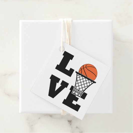 Aangepaste tekst basketbal liefde bedankjes labels (In situ)