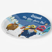 Aangepaste tekst Baskische kerstsneeuwscène Olentz Papieren Bordje (Gekanteld)