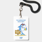 Aangepaste tekst Beach Party badges (Voorzijde met lanyard)