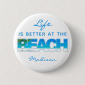 Aangepaste tekst BEACH Ronde Button 5,7 Cm (Voorkant)