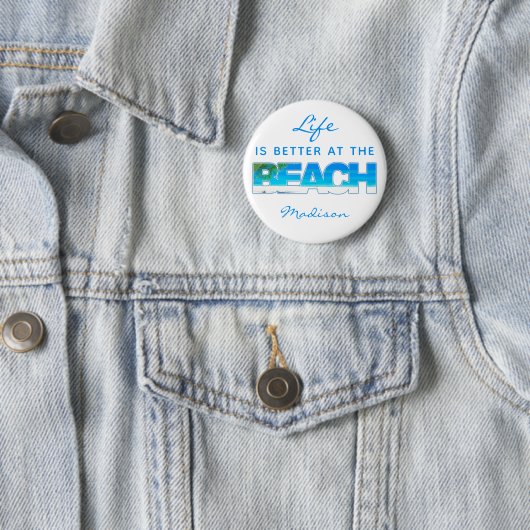 Aangepaste tekst BEACH Ronde Button 5,7 Cm (In situ)
