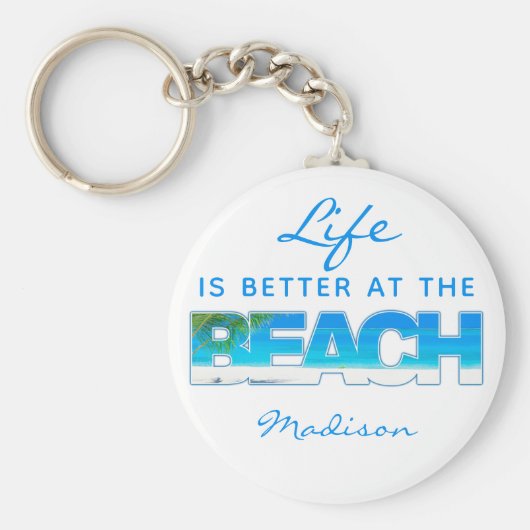 Aangepaste tekst BEACH Sleutelhanger (Voorkant)