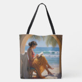 Aangepaste tekst Beachside Beauty Canvas tas (Achterkant)