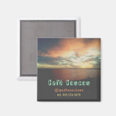 Aangepaste tekst bedrijfsnaam retro sunset magneet (Voorkant / Achterkant)