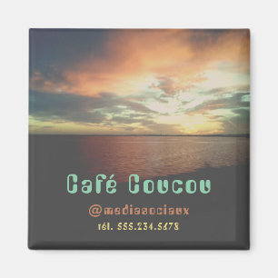 Aangepaste tekst bedrijfsnaam retro sunset magneet