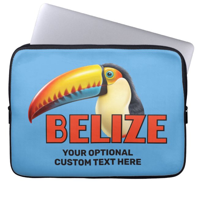 Aangepaste tekst BELIZE Toucan Laptop Sleeve (Voorkant)