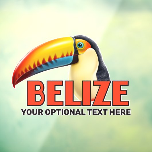 Aangepaste tekst BELIZE Toucan Raamsticker (Vel 3)