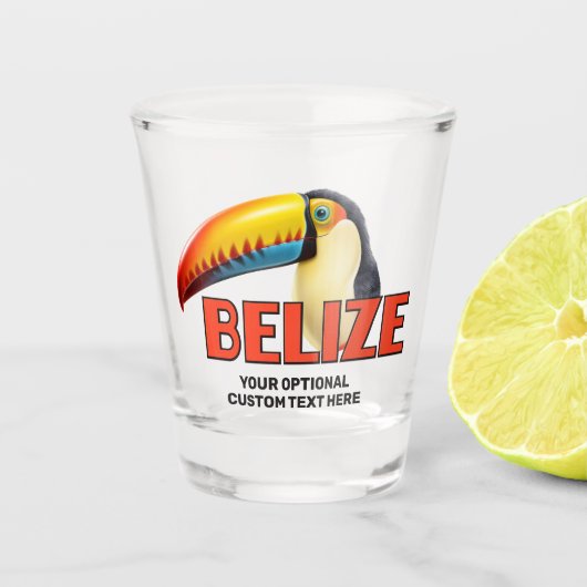 Aangepaste tekst BELIZE Toucan Shot Glas (Voorkant)
