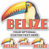 Aangepaste tekst BELIZE Toucan Sticker (Voorkant)