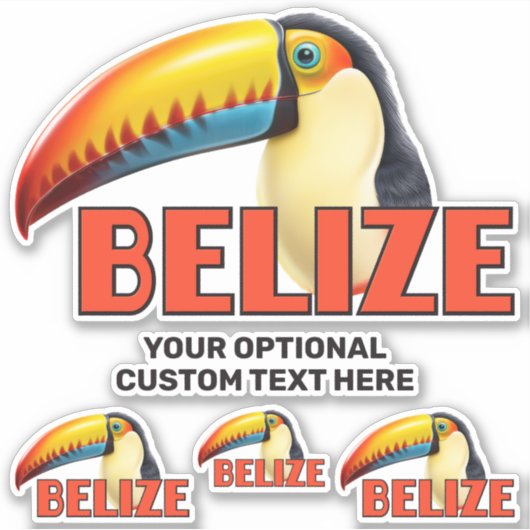 Aangepaste tekst BELIZE Toucan Sticker (Voorkant)