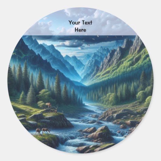 Aangepaste tekst berglandschap cadeau voor vader ronde sticker (Voorkant)