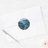 Aangepaste tekst berglandschap cadeau voor vader ronde sticker (Envelop)