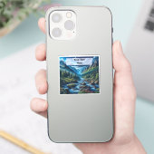 Aangepaste tekst berglandschap cadeau voor vader sticker (Telefoon)