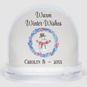 Aangepaste tekst, Beste baas Waterverf Retro Snowm Sneeuwbol (Achterkant)