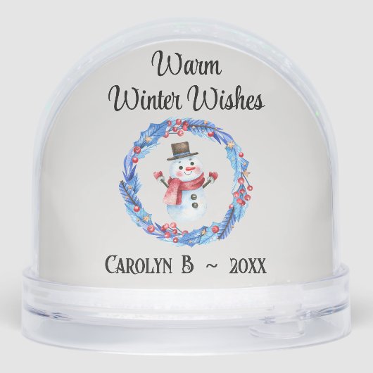 Aangepaste tekst, Beste baas Waterverf Retro Snowm Sneeuwbol (Achterkant)