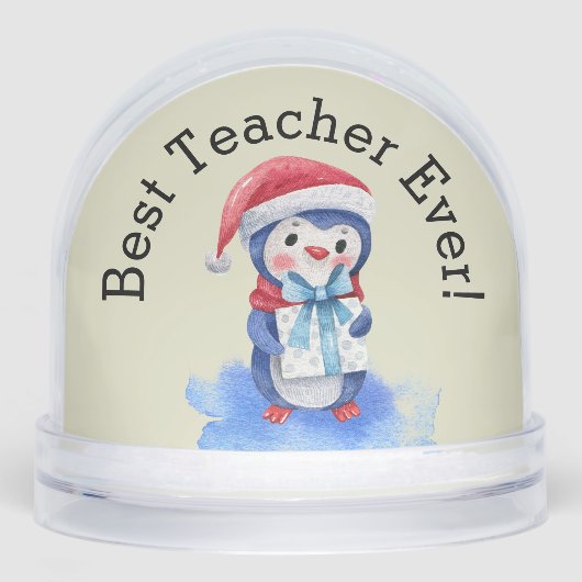 Aangepaste tekst, beste leraar Waterverf Blue Peng Sneeuwbol (Voorkant)