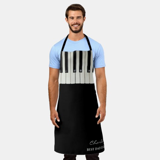 Aangepaste tekst Beste vader ooit Naam Piano-toets Schort (Gedragen)