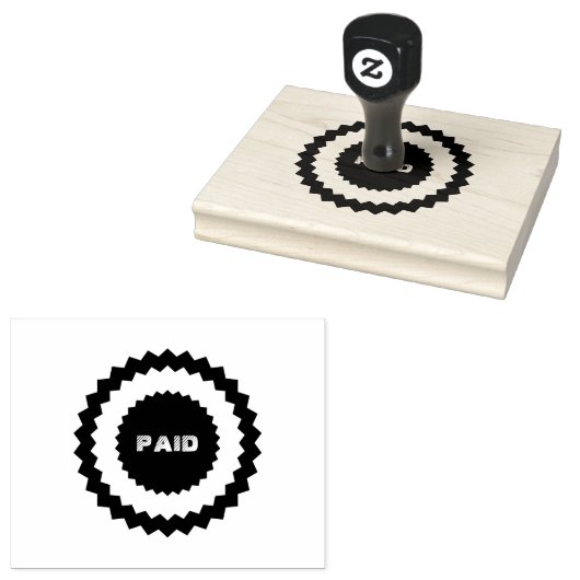 Aangepaste Tekst BETAALDE Duurzame Houten Handvat Rubberstempel (Gestempeld)