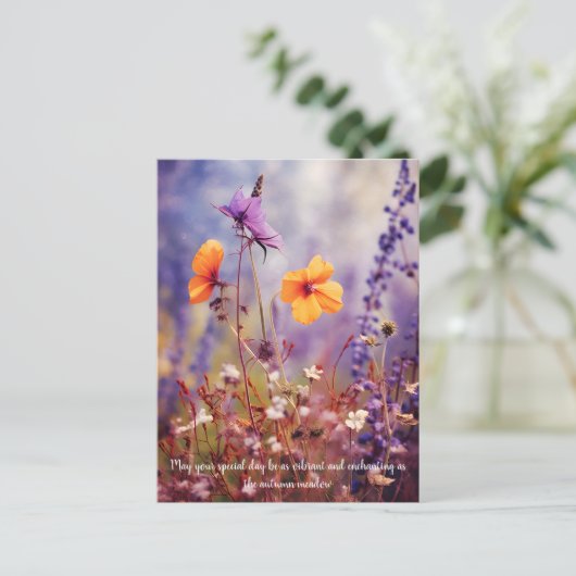 Aangepaste tekst betoverende weide in de herfst briefkaart (Staand voorkant)