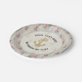 Aangepaste tekst/bijtende, anchor-tropisch strand papieren bordje (Gekanteld)